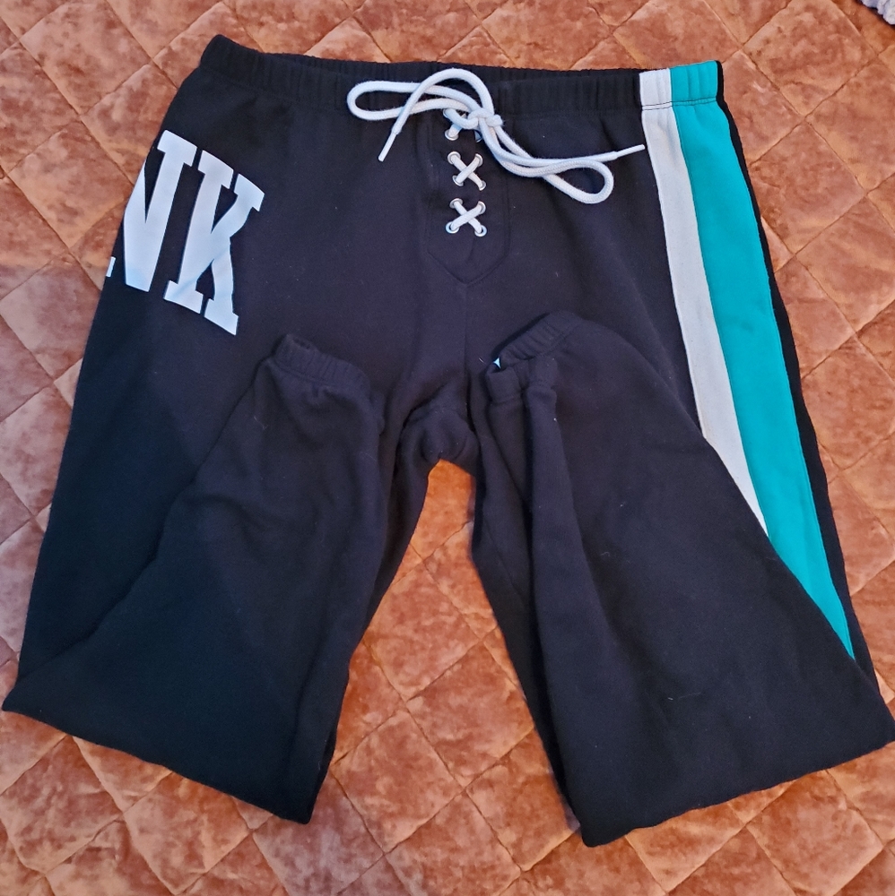Pink Side Stripe Logo Jogger Style Sweatpants